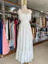 Summer Ruched Tie Up Strap Long Tiered Dresses